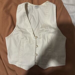 White Button-Up Vest
